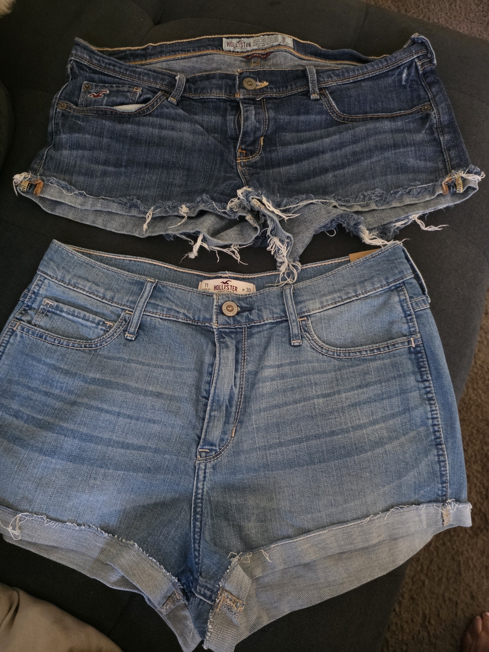 Hollister Women's Denim Cutoff Shorts - Light and Dark Blue